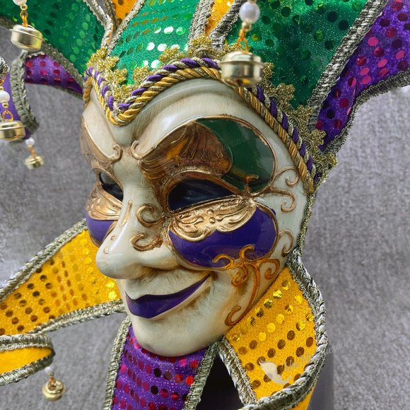 Luxury Venetian Mardi Gras Transitional Jester Joker For Masquerade Party Mask - Picture 3 of 3